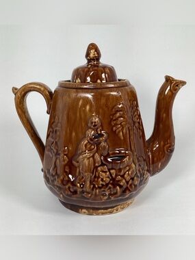 Antique Bennington Rockingham Rebekah At The Well Teapot PROFESSIONALLY REPAIR